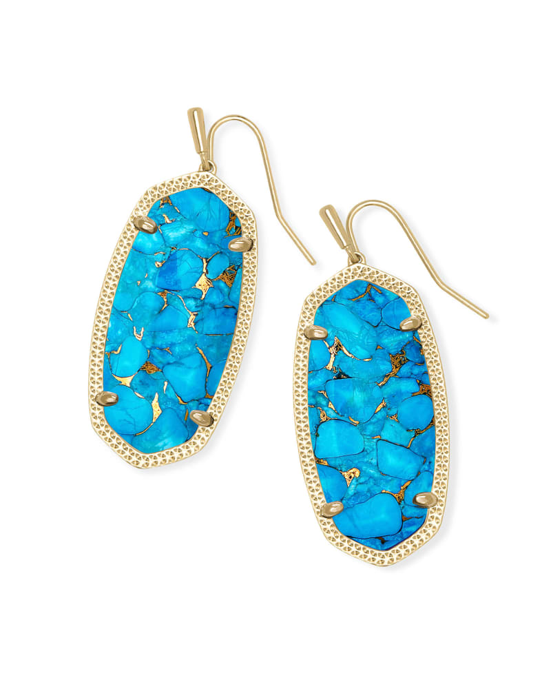 Elle Gold Drop Earrings in Bronze Veined Turquoise Magnesite