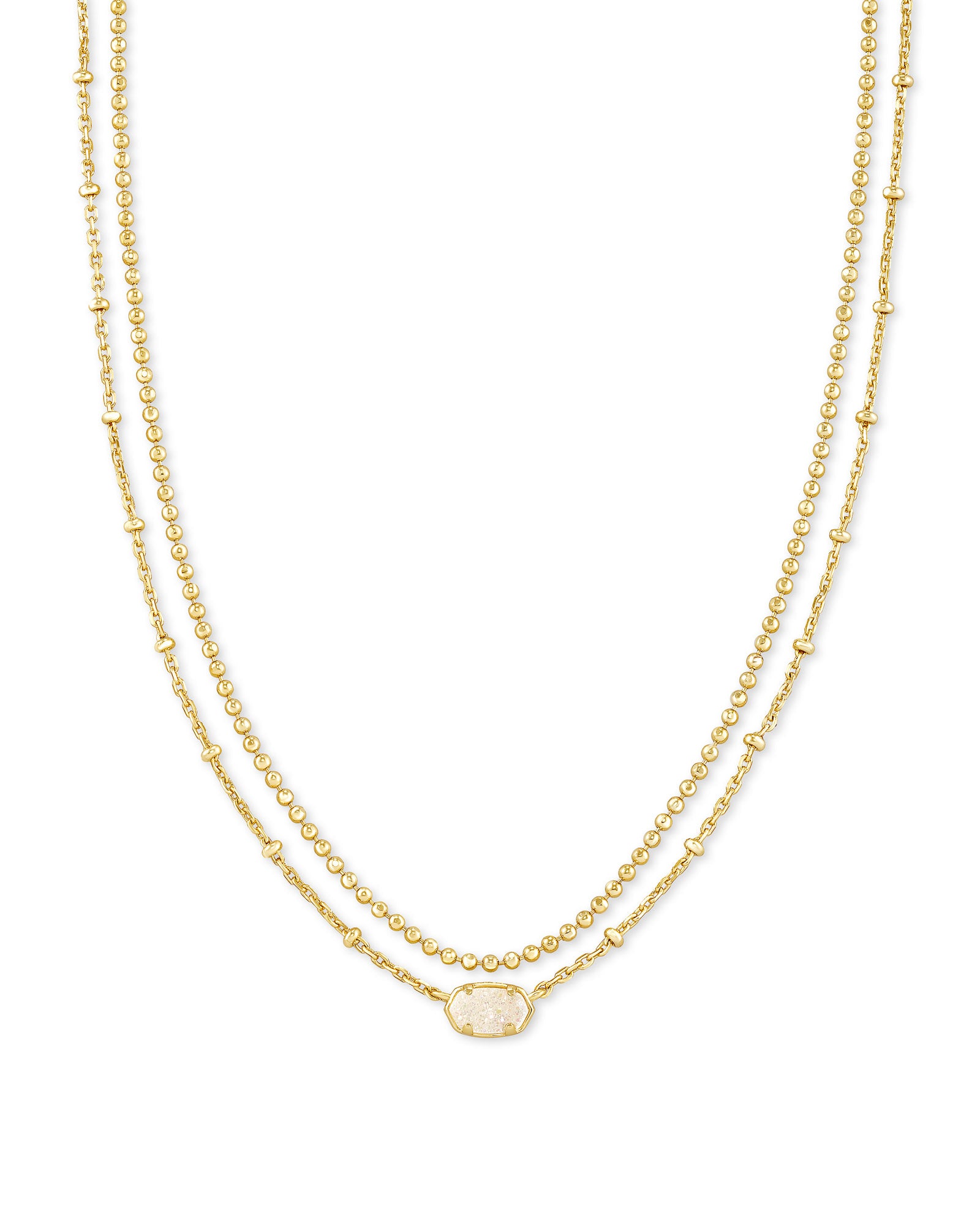 Emilie Multi Strand Necklace in Gold Iridescent Drusy