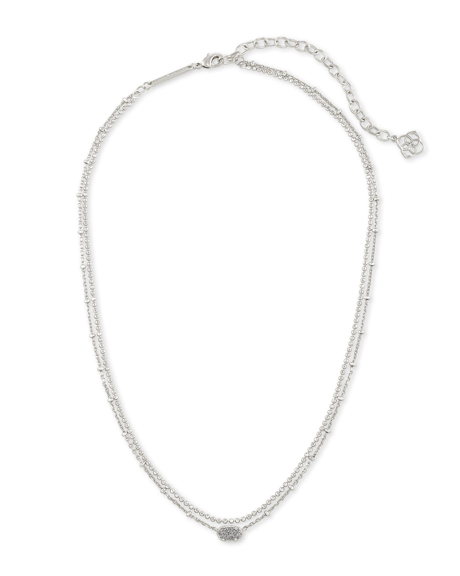 Emilie Multi Strand Necklace in Rhodium Platinum Drusy