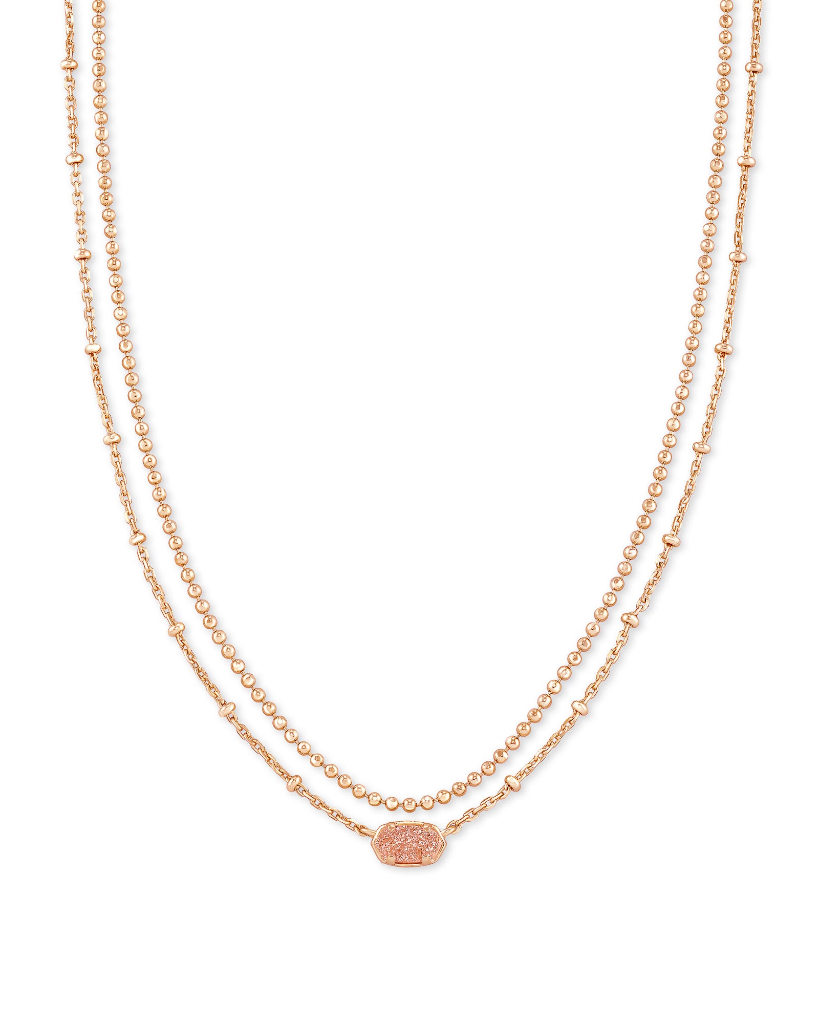 Emilie Multi Strand Necklace in Rose Gold Sand Drusy