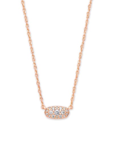 Grayson Rose Gold Pendant Necklace In White Crystal