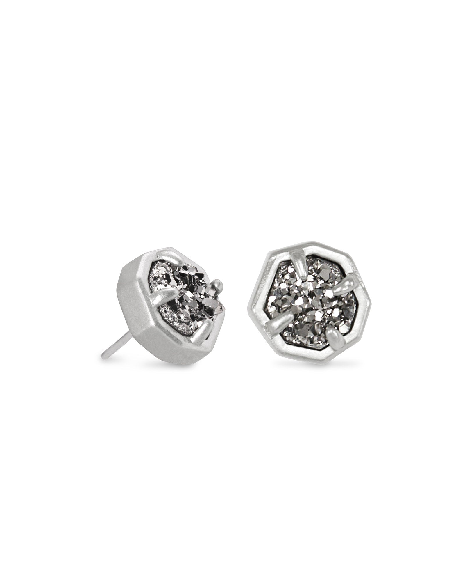 Nola Rhodium Stud Earring in Platinum Drusy