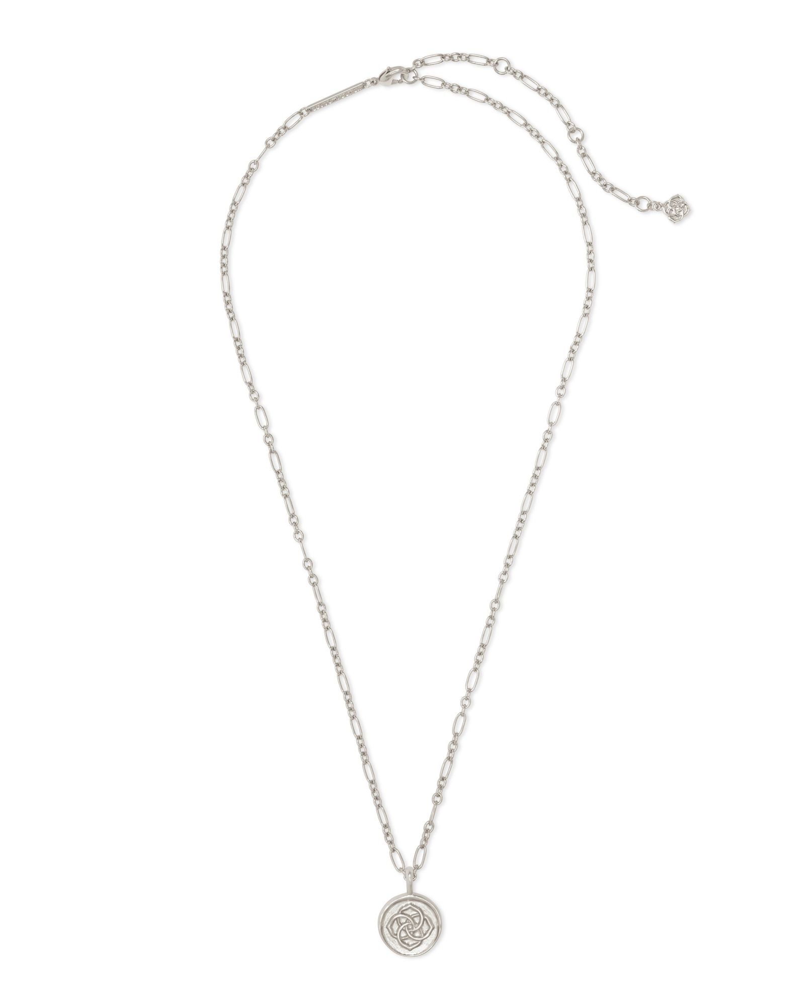 Dira Coin Pendant Necklace in Silver Metal